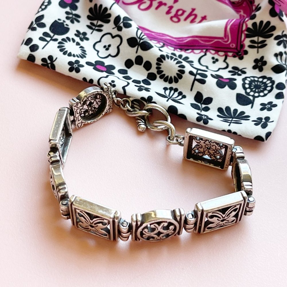 Brighton Silver Toggle Closure Wide Bracelet With… - image 2